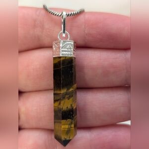 Silver and Brown Tiger Eye Pendant Necklace